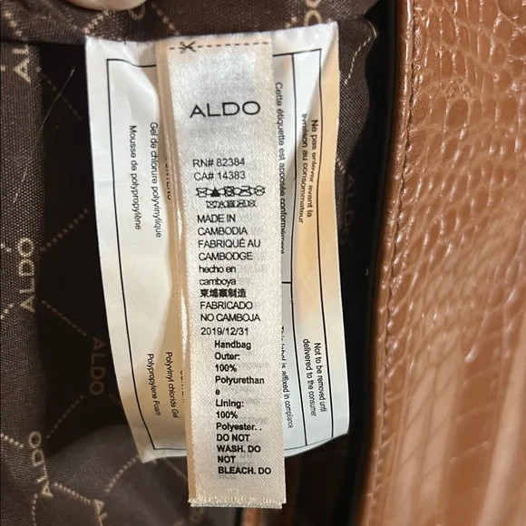 Aldo Brown and Gold Croc Embossed Shoulder Bag - Picture 10 of 11